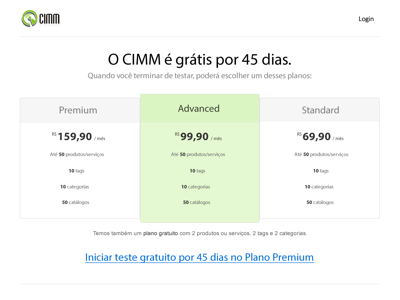 CIMM - Price table plans pricing ui web