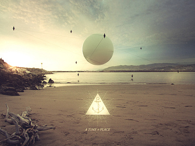 A Time & Place 3d abstract album art beach composite sphere