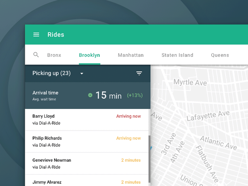 Ride Service: Search app filter gif map material ride search text field type web