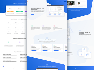 Ad campaign builder - Landing page app b2b blue business card dashboard ecommerce homepage illustration landing landing page material pricing saas web webapp website