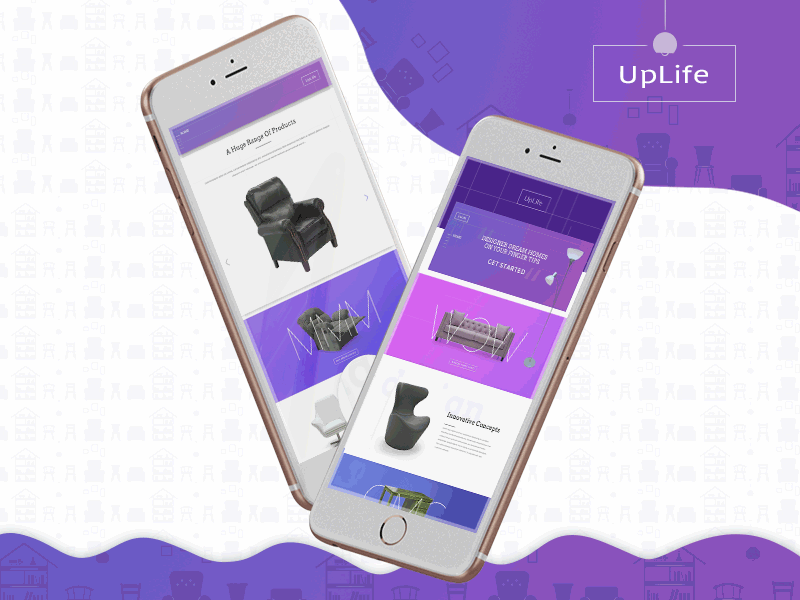 UpLife Furnishings- Redefining Lifestyle! animation app behance furniture interaction design minimal design mobile web purple touch ui ux