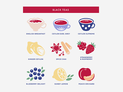 Tea flavours illustrations