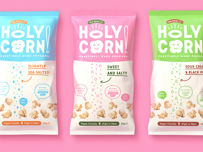 HolyCorn packaging character food healthy illustration logo packaging popcorn snack