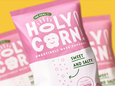 HolyCorn packaging character logodesign packaging packagingdesign popcorn shack