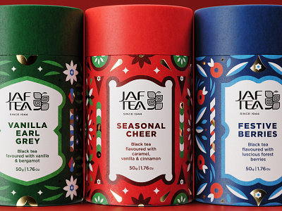 Season's Greetings christmas gift packaging pattern tea xmas