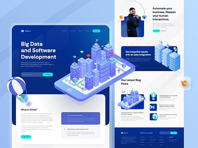 Climp - Landing Page Exploration 🏙 ai big data blue home page homepage illustration isometric isometric design isometric illustration landing landing design landing page landing page concept landing page design landing page ui landing pages landingpage web design website website design