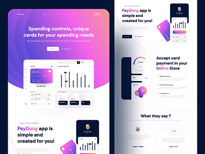 💵 Paydong - Banking Landing Page 💵 animation bank bank app bank card banking banking app finance finances financial gradient landing page landing page principle landing pages landingpage payment payments principle saas website websites