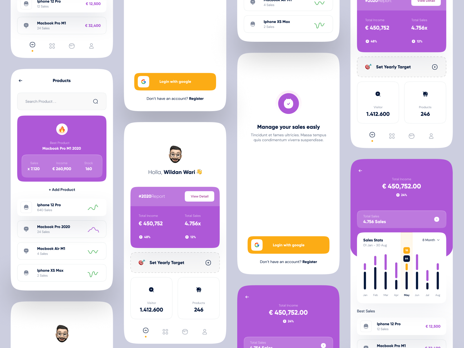 📌Sales Statistics - Mobile Interaction by Wildan 👋 for Vektora on Dribbble