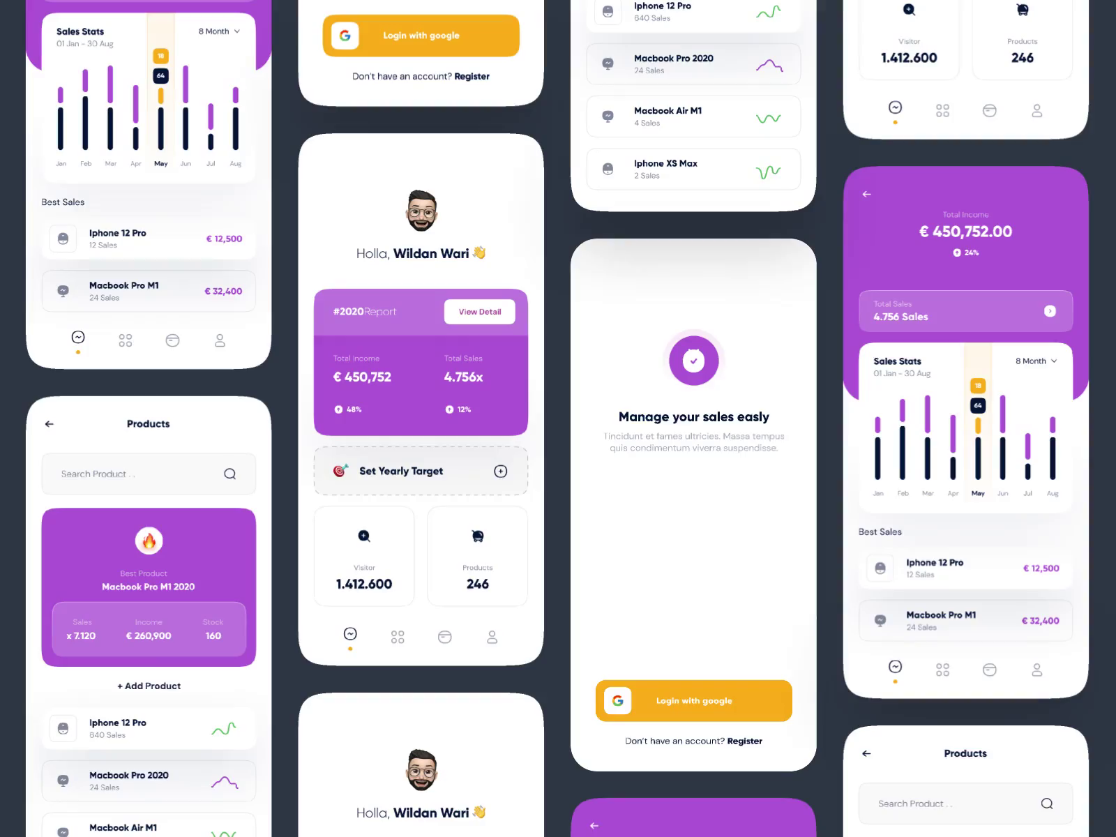 📌Sales Statistics - Mobile Interaction by Wildan 👋 for Vektora on Dribbble