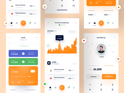 🎁 Mobile Banking - Dashboard bank app bank card card chart credit dashboad graphic income mobile app mobile ui pay payment send money transaction transfer