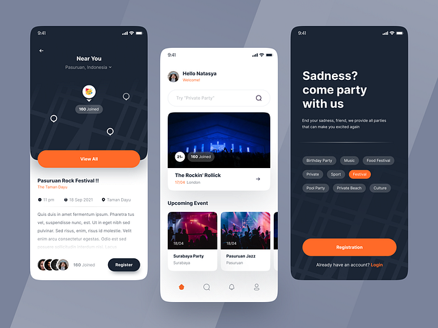 Party & Event - Mobile App by Wildan 👋 for Vektora on Dribbble