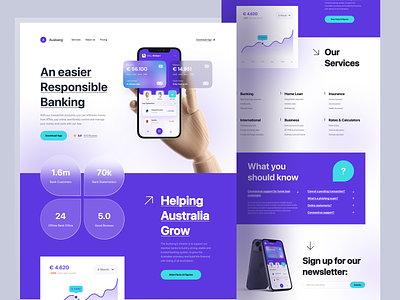 Personal Banking - Landing Page bank finance homepage landing page payment personal bank purple web website