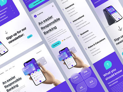Personal Bank - Responsive design bank homepage landing page mobile view payment purple responsive web web design website