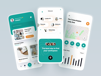 Find workspace - Mobile app design by Wildan 👋 for 10am Studio on Dribbble