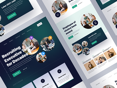 Employee Recruitment - Landing Page agency card dark green homepage landing page recruiter services web web design website