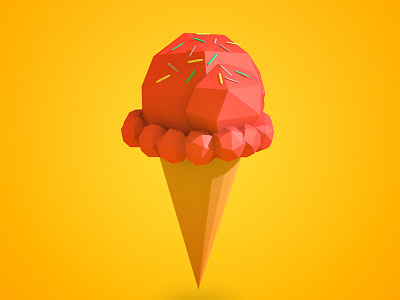 [Low Poly] Ice Cream Cone 3d 4d animation c4d child cinema low poly