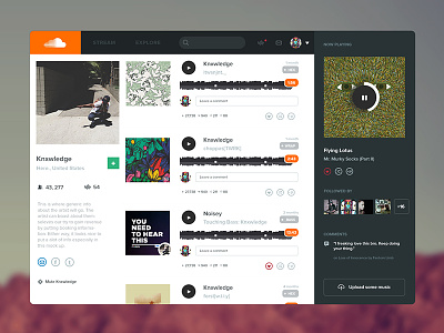 Soundcloud Profile Redesign application design flat music player profile simple sleek soundcloud ui web