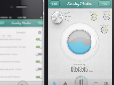 Dribbble Preview app clean control debut design first fresh illustration ios iphone knob laundry minimal psd shot