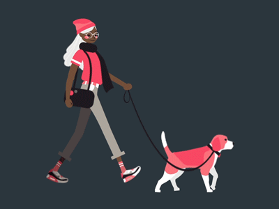 walking girl 2d animation art cartoon character consept dog dribbble illustration walk walking woman