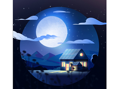 night-night animation art artwork clouds digital dribbble home illustration night sky