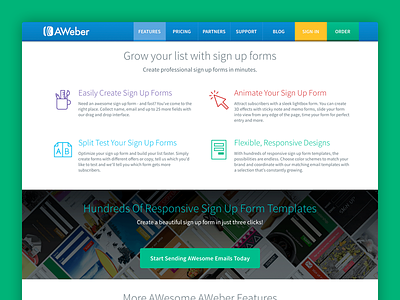 AWeber.com - Redesigned Feature Page (mid) feature page redesign