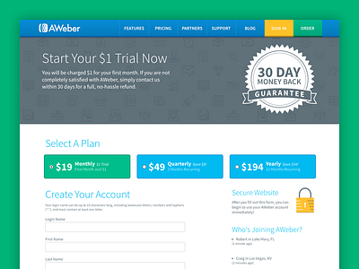 AWeber.com - Redesigned Order Page flat design order page redesign svg