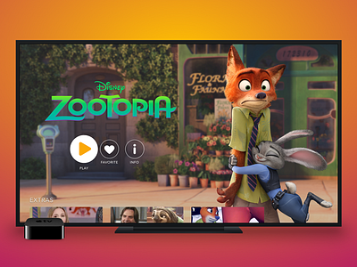 DisneyLife Movie Detail Screen - Zootopia (TV) apple tv detail screen disney movie screen paralax play button streaming video player zootopia disneylife