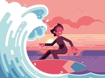 Surfer − Oxford MathsBeat character landscape ocean oxford sunset surf surfing wave