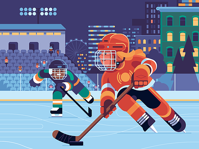 Control the Puck − Oxford MathsBeat character city hockey hockey stick landscape night sports street