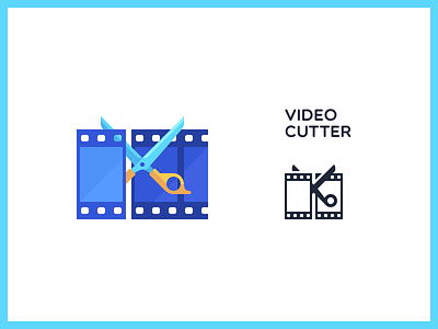 Video Cutter @2x app cutter film flat glyph icon scissors tape video