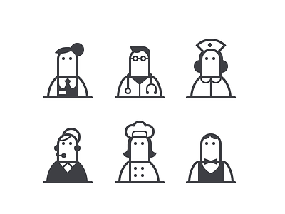 Busy fingers chef clerk doctor fingers glyph glyphs icons md monochrome nurse support waiter