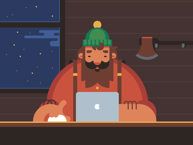 Lumberjack workplace lumberjack axe macbook logger character macintosh computer cabin paul bunyan holiday beard