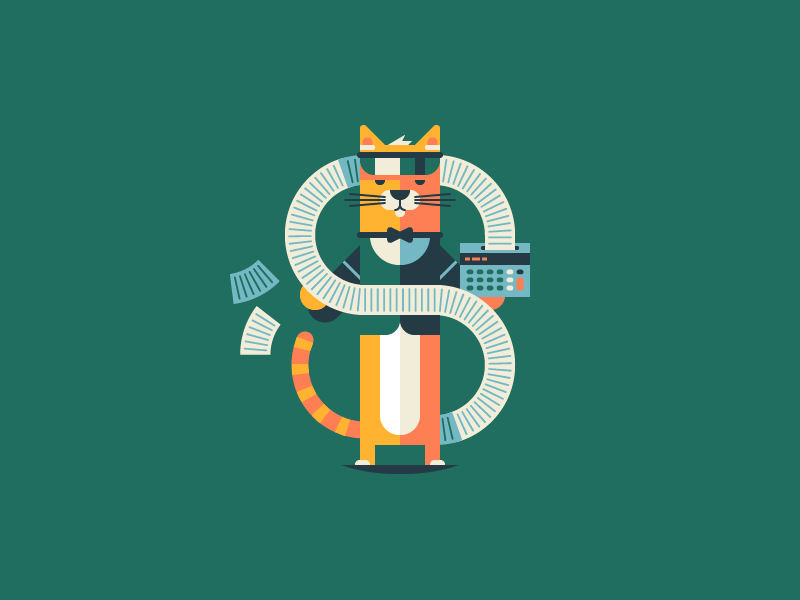 Expense Categories badge letter animal tail bill clerk tape character dollar cat calculator accountant