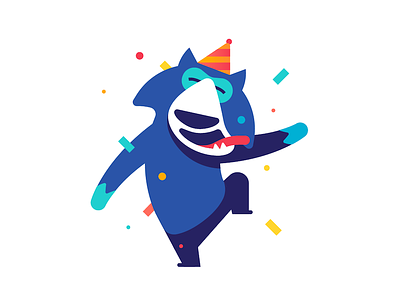 Party Party Yeah animal character imessage ios party sticker wolf
