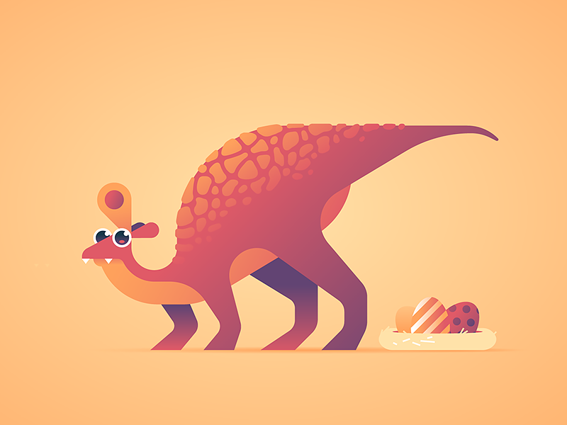 Easterosaurus stripes prehistoric dribbble easter egg dinosaur just for fun illustration animal character