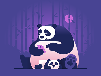 Another Boring Evening animal bamboo character illustration panda samsung