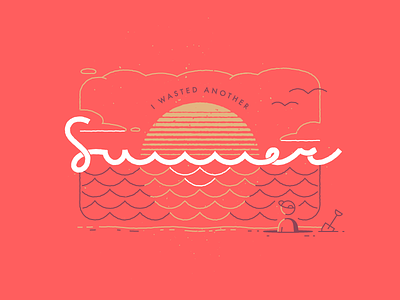 Summer beach just for fun logo print sea stripes summer sun typography