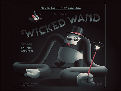 Wicked Wand animal bat cartoon character illustration just for fun magic panda typography