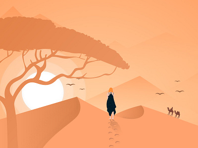 Alone Girl In Desert alone art desert girl graphics illustration nature poster vector