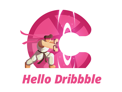 Hello Dribbble dribbble hello illustration invite pink street fighter