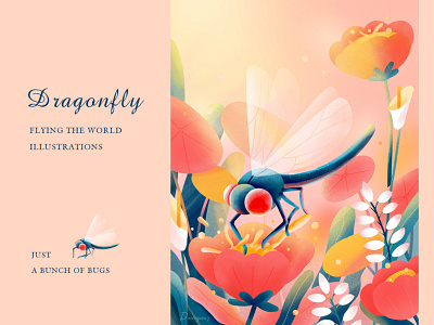 A set of illustrations about insects -Dragonfly design doodle illustration illustrations