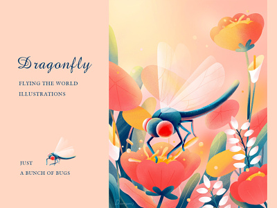 A set of illustrations about insects -Dragonfly