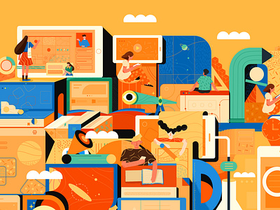 Illustrations-About Online Education by JarjarLee for DCU on Dribbble