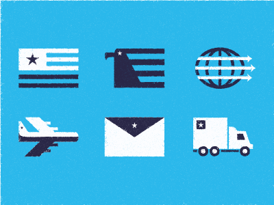 Shipping Icons airmail design icons illustration mail package shipping usa vibes