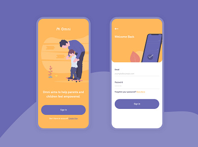 Omni Parenting App app branding clean design illustration sketch ui