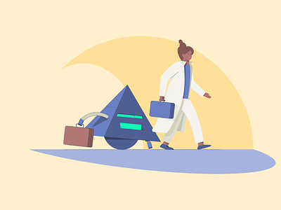 Career at Ai-R character character design illustration luggage robot scientist vector walking workers yellow