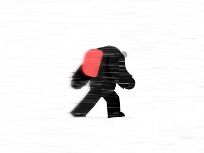 Giant in the snow, Walk cycle No2 2.5d 2d animation after effects animation backpack black blizzard character faux 3d giant red snow snow storm walk walk cycle walking wind windy