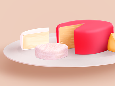 Cheeeeeeese cheese illustration pink plate red style frame white