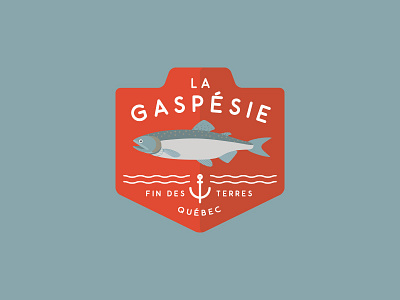 Quebec region - Gaspesie anchor badge crest fish quebec salmon vector water