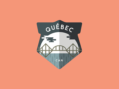 Quebec region - Quebec badge bridge crest quebec river vector water